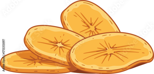 Golden Crispy Banana Chips Snack for Healthy Sweet Treat and Delicious Tropical Flavor