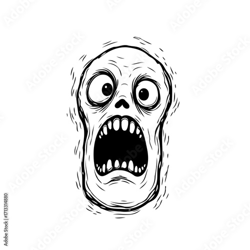 Expressive cartoon character design depicting fear with exaggerated facial features evoking a
