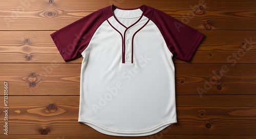 Blank Baseball Jersey Mockup on Wooden Background