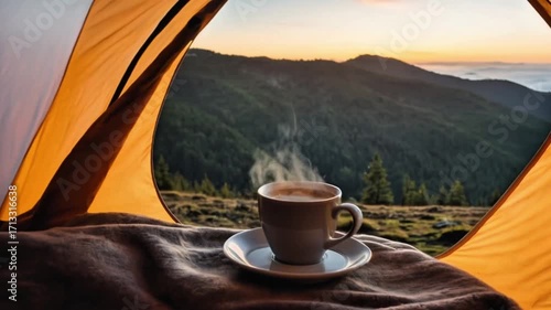 camping in the mountains with nice view