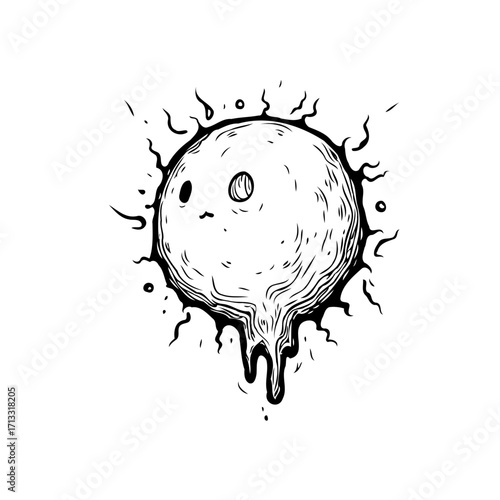 Melancholic orb illustration symbolizing emotional expression artistic concept with abstract