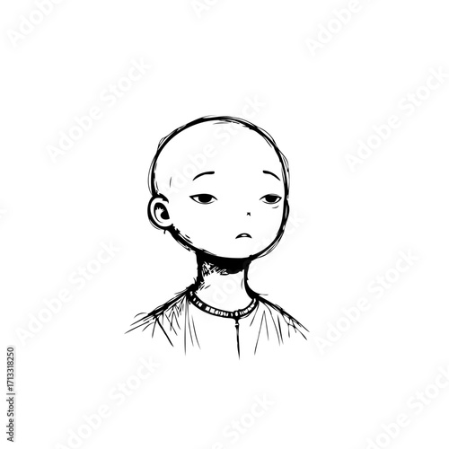 Minimalist depiction of a child's face in black and white illustrating simplicity childhood