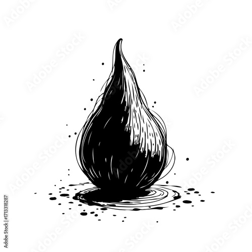 Minimalist fig fruit graphic representation ink drawing on white backdrop creating an interesting