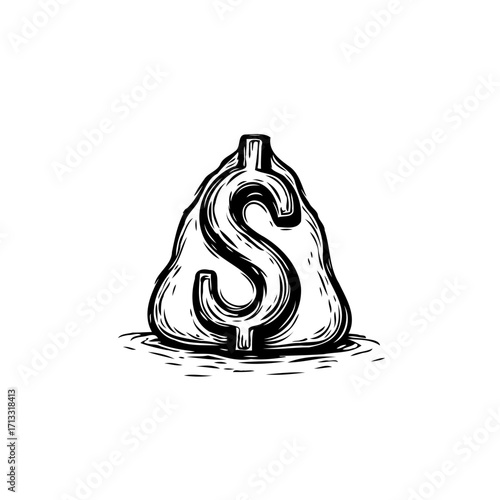 Money bag illustration representing financial wealth, economic prosperity, and commercial triumph,