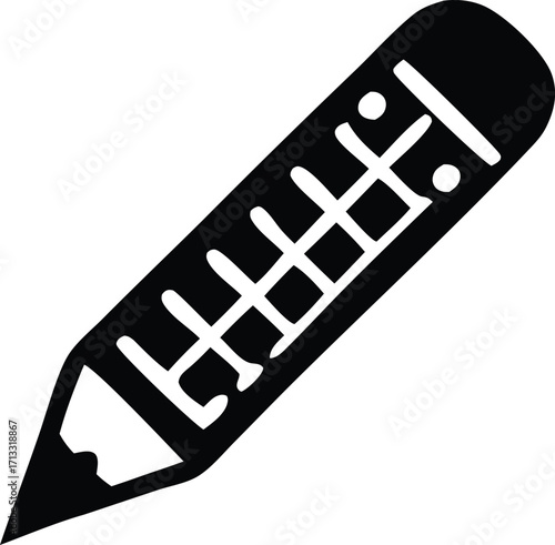 Hand-drawn style pencil icon with classic design for creative projects and educational content representation