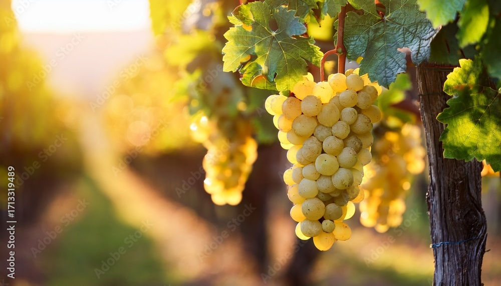 Naklejka premium Reife Chardonnay Weintrauben Im Weinberg