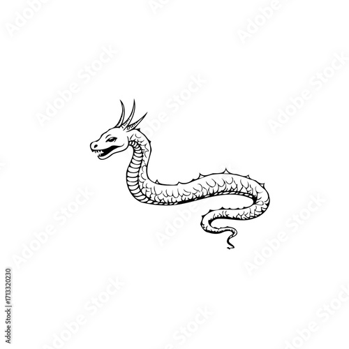 Ornate mythical serpentine creature illustration embodying folklore tales and legends embodying