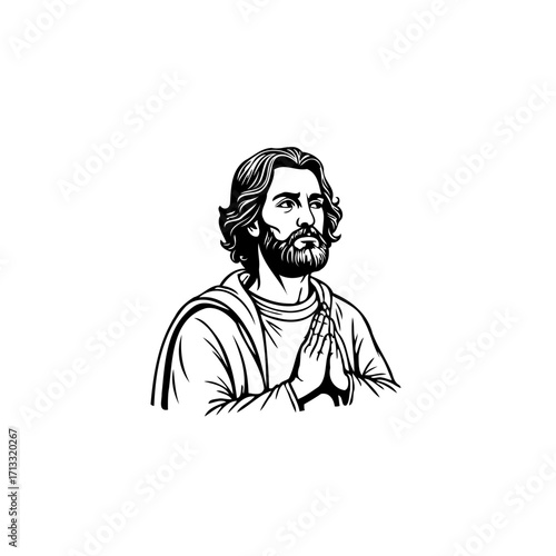 Pensive man in prayer monochrome art portraying spiritual reflection and faith dedication