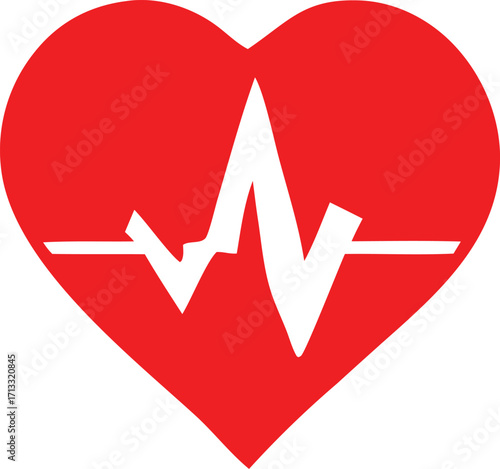 Red heartbeat symbol graphic a vivid representation of health vitality and medical care in a simple design