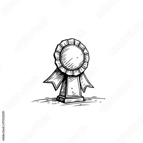 Sketch style rosette illustration depicting achievement honour or victory reward rendered in