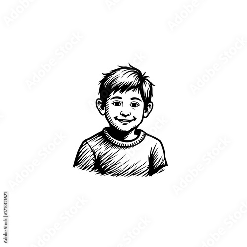 Smiling young child portrait drawing creates a charming and timeless image capturing the innocence
