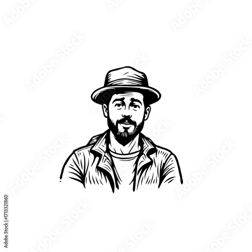 Stylish man wearing hat and jacket, a captivating portrait showcasing confident man, elegant