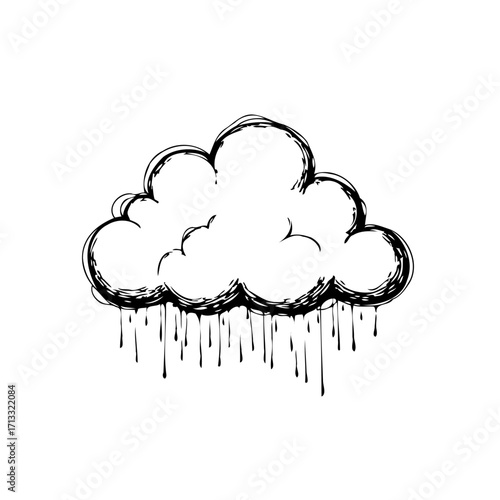 Stylized cloud illustration with dripping paint effect conveying artistic expression and weather