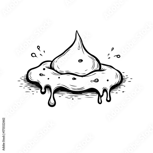 Stylized whipped cream illustration featuring dripping elements on a white background showcasing a