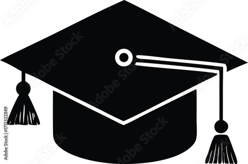 Black graduation cap with tassel academic achievement symbol education symbol college university graduate formal attire