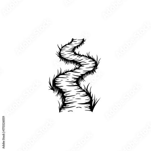 Whimsical winding pathway illustration evokes fantasy story concept with artistic sketch rendition