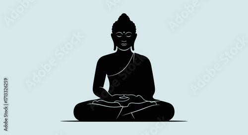Serene Buddha Silhouette in Meditation Pose, Symbolizing Spirituality and Inner Peace for Wellness Content and Religious Art Projects