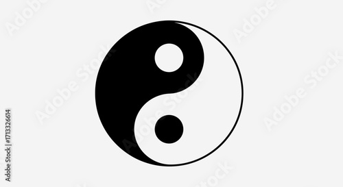 Symbolic Yin and Yang Illustration representing Balance and Harmony for Asian Culture and Design Projects, Suitable for Wellness and Spiritual Concepts