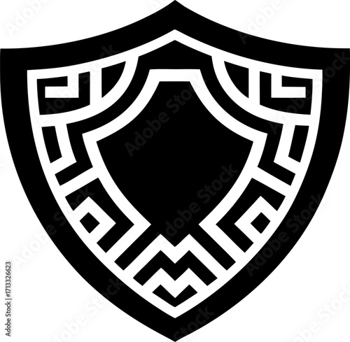 Decorative Roman Shield Silhouette Vector Illustration