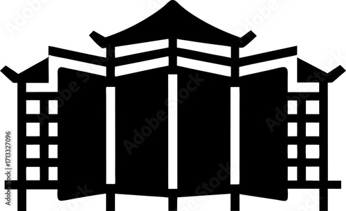 Folding Screen Silhouette Vector Illustration Black