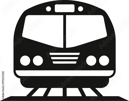 Front Facing Commuter Train Silhouette Vector Illustration