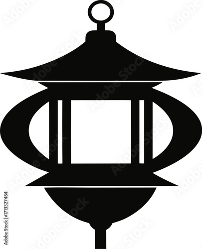 Lantern Silhouette Vector Illustration Black and White