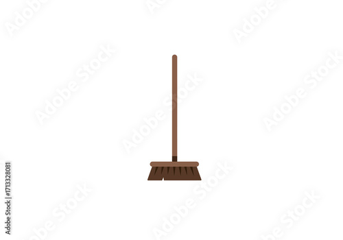 A simple brown broom with a long handle and bristles