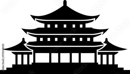 Simple Gyeongbokgung Palace Silhouette Vector Illustration