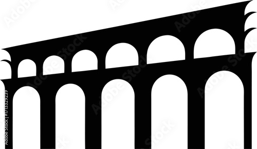 Stylish Roman Aqueduct Silhouette Vector Illustration