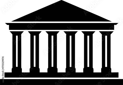 Stylish Roman Temple Silhouette Vector Illustration