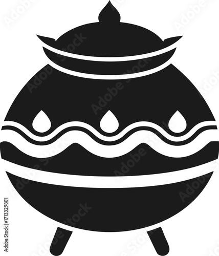 Traditional Pongal Festival Pot Silhouette
