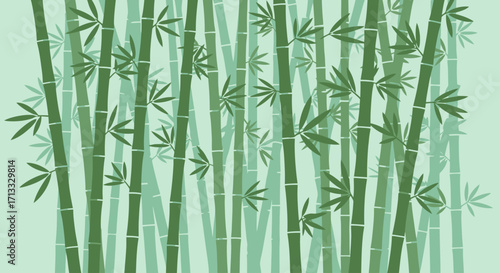 Serene Bamboo Forest Illustration with Soft Green Tones for Calming Backgrounds and Asian-Inspired Design Projects