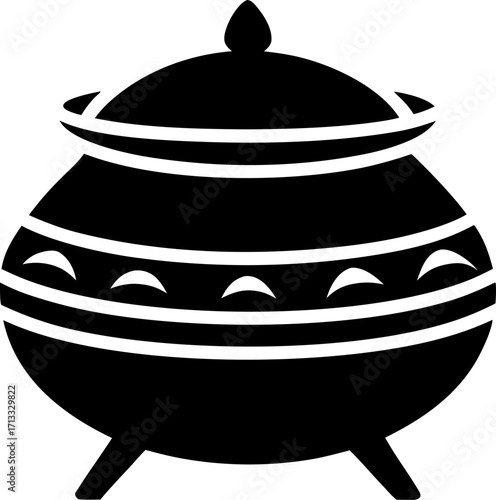 Stylish Tamil Nadu Pongal Pot Silhouette Vector Illustration