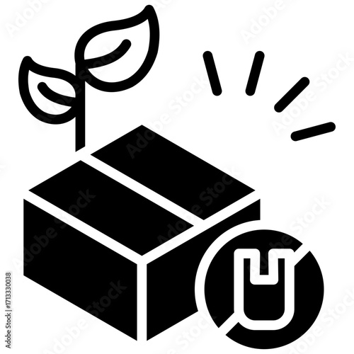 Plastic Free Packaging glyph icon
