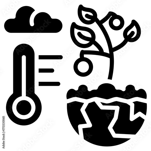 Climate Change Action glyph icon