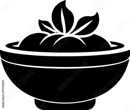 Traditional Bibimbap Bowl Silhouette Vector Illustration
