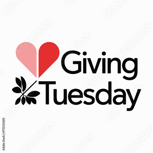 Giving tuesday logo with heart and leaves symbolizing generosity and charity