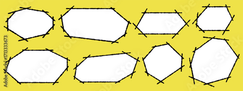 手描きタッチの多角形フレームデザイン素材