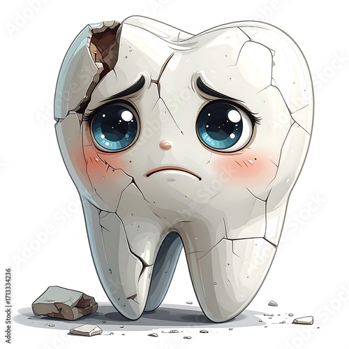 Cartoon tooth with a crack (2)