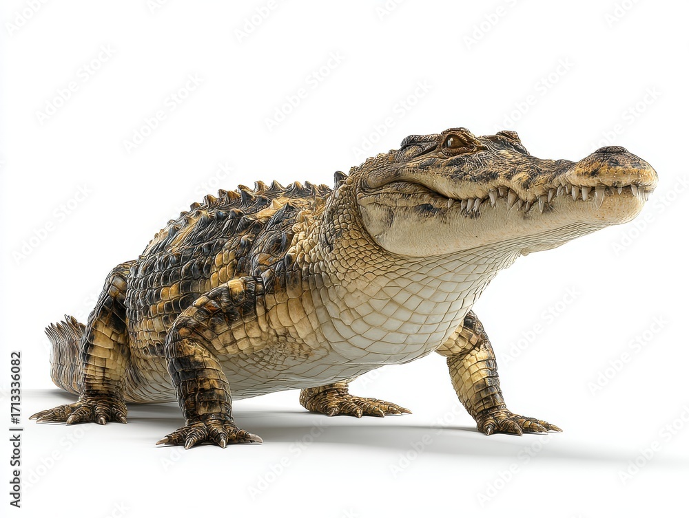 Naklejka premium Realistic Crocodile Model with Detailed Scales and Texture Display