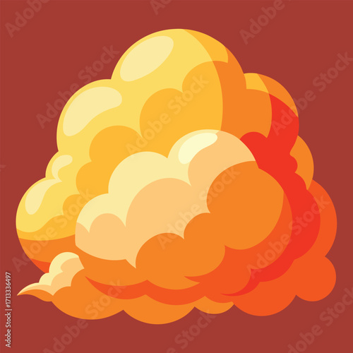 Cartoon explosion cloud with orange and yellow colors