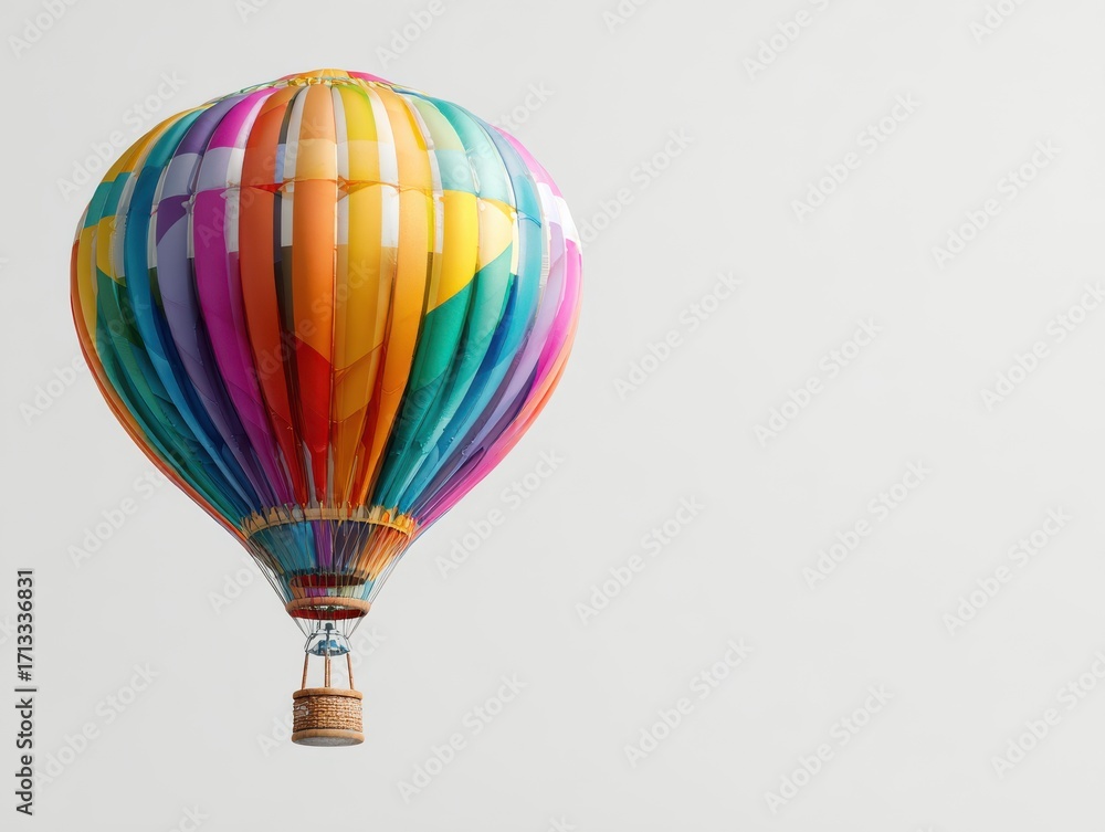 Fototapeta premium Colorful Hot Air Balloon Floating Against Clean Background