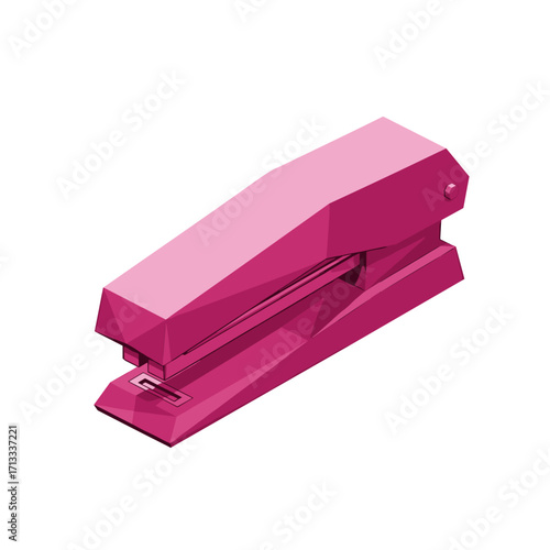 Vibrant Pink Stapler Isometric 3D Render Illustration for Office and School Supplies on White Background
