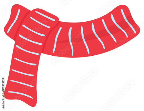 Red winter scarf flat icon isolated on white background.