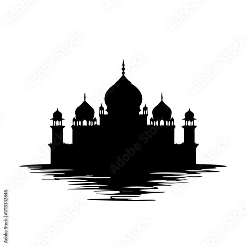 taj mahal vector illustration, silhouette, architecture, city, vector, building, skyline, travel, illustration, tower, church, india, castle, europe, landmark, house, old, london, cityscape, monument,