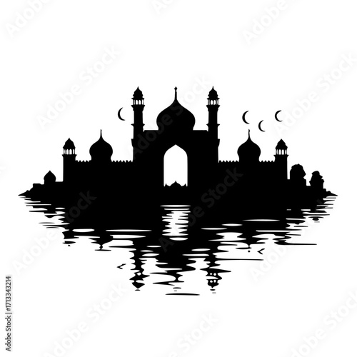 taj mahal vector illustration, silhouette, architecture, city, vector, building, skyline, travel, illustration, tower, church, india, castle, europe, landmark, house, old, london, cityscape, monument,