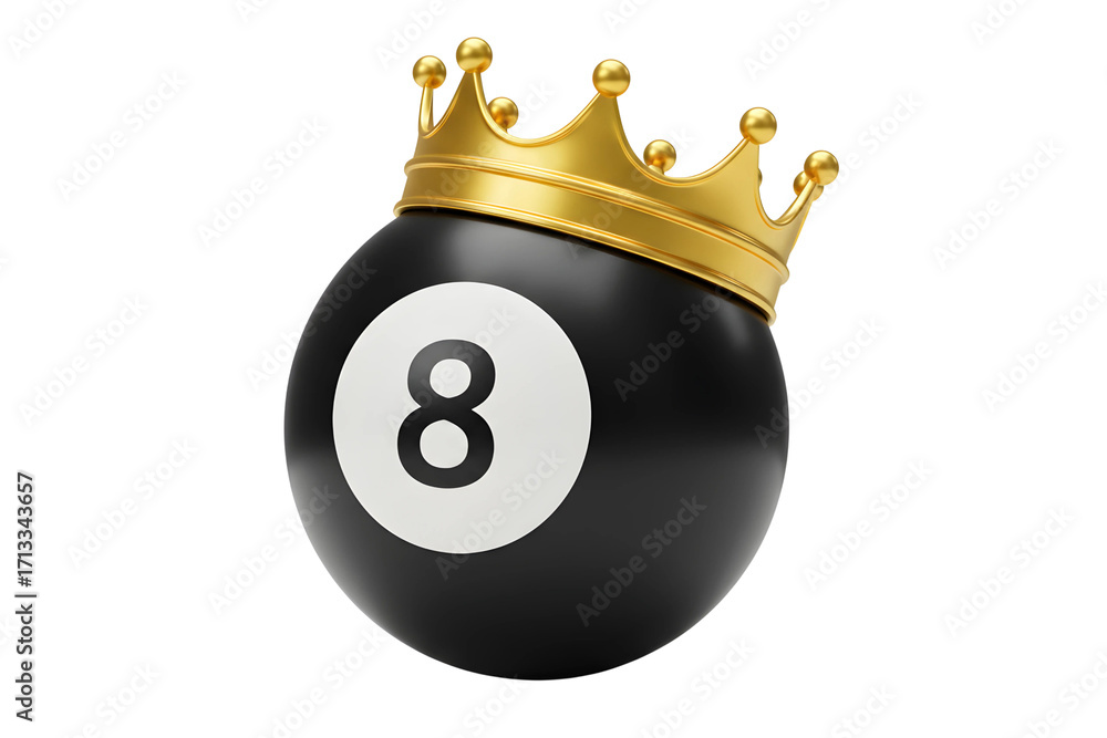 © PNG Stock - Eight Ball with crown isolated on transparent cutout background, cut out, png