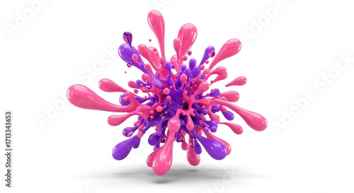 Abstract Splatter Vector Illustration with Pink and Purple Elements in Organic Shapes