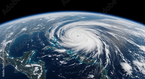 Fototapeta Naklejka Na Ścianę i Meble -  Powerful Hurricane from Space - Earths Atmosphere.