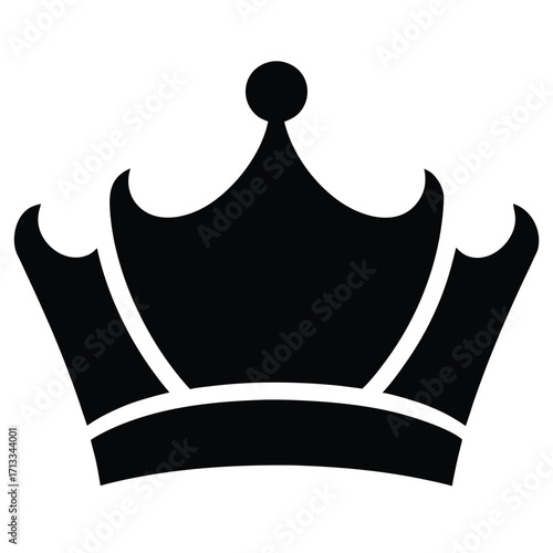 Stylized black silhouette of a royal crown with rounded points and a simple band on a white background